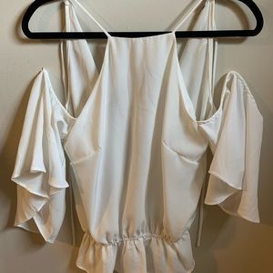 White open shoulder top